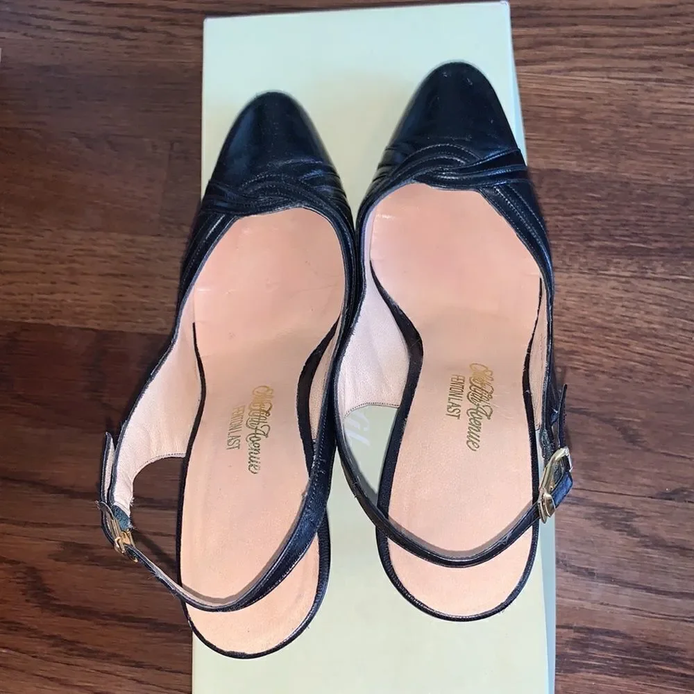 Vtg 70s‎ Saks Fifth Avenue black leather heels